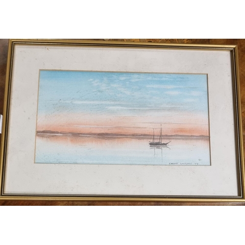 863 - A 20th Century Watercolour of a dusk scene. Signed Robert Lawrence '78. 18 x 31 cm approx.