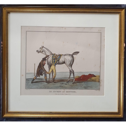 537 - A really good set of four 19th Century hand coloured French Engravings after C. Vernet of hunting an... 