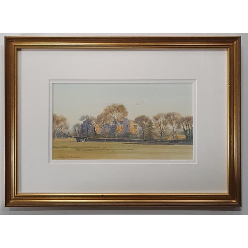 548 - B Barnes. A 20th Century Watercolour of a country scene with ruins in the distance, signed LL.
H 18 ... 