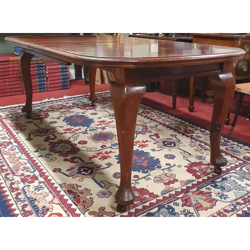 1115 - A good early 20th Century D end Dining Table with two leaves on cabriole supports. 180 x 105 x H 72 ... 