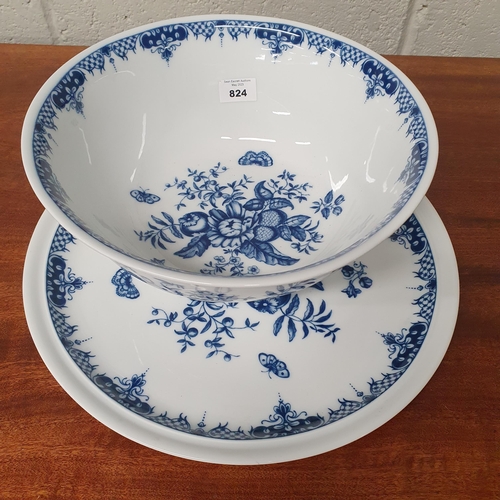 824 - A large Royal Worchester Bowl with blue and white D 28 x H 12 along with a large Royal Worchester Ca... 