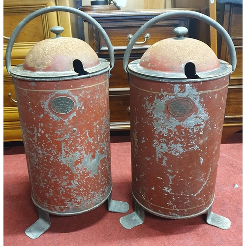 850 - A really unusual pair of Fire Buckets. D 28 x H 59 cm approx. #