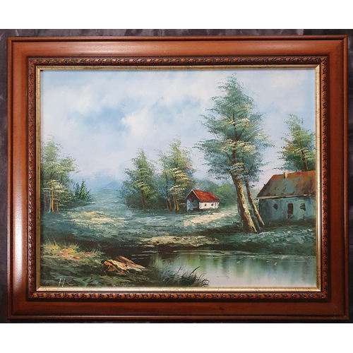 857 - A pair of modern Oils On Canvas country scenes by W. Leion. 40 x 50 cm approx.