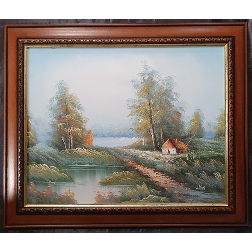 857 - A pair of modern Oils On Canvas country scenes by W. Leion. 40 x 50 cm approx.