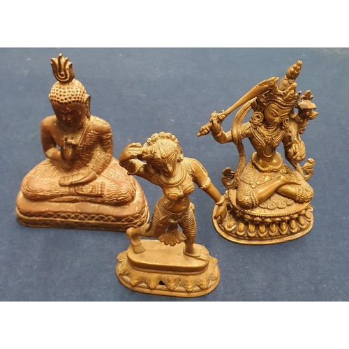 874 - Three Bronze Oriental Figures. H 14 cm approx.