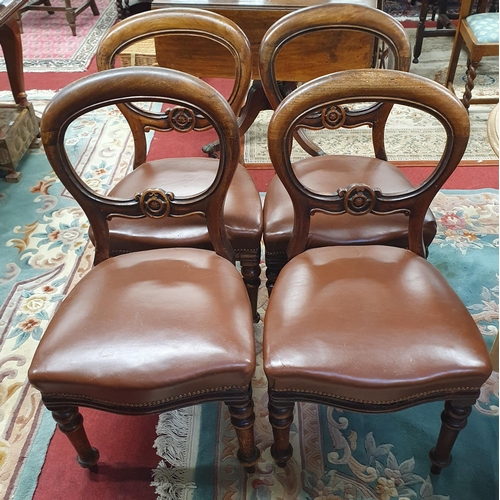 1099 - Four Victorian Mahogany Balloon back Dining Chairs. W 47 x SH 45 x BH 90 cm approx.