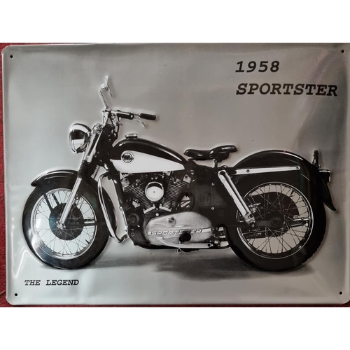 859 - A Tin advertising Sign 1958 Sportster along with four others.