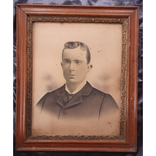 858 - A 19th Century Photograph of a young Man along with a coloured hunting Print.