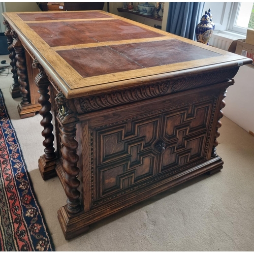 102 - A Fantastic 19th Century double fronted Oak Pedestal Desk with highly moulded sides, front and back ... 