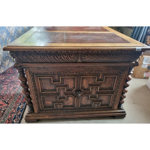 102 - A Fantastic 19th Century double fronted Oak Pedestal Desk with highly moulded sides, front and back ... 