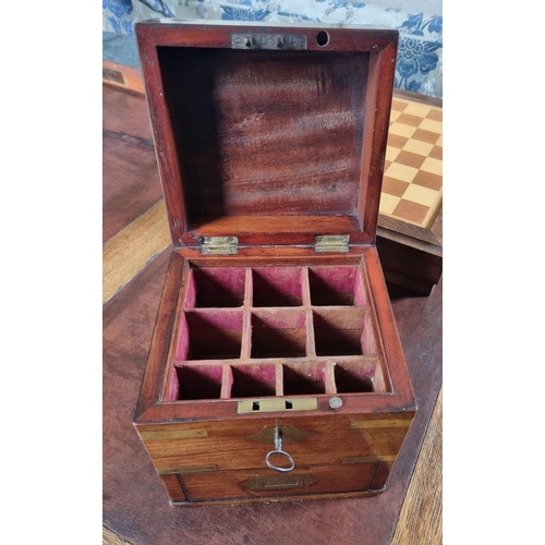 107 - Of Fantastic quality. An early 19th Century table top Military Medicine Cabinet with brass corners, ... 