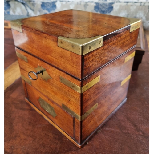 107 - Of Fantastic quality. An early 19th Century table top Military Medicine Cabinet with brass corners, ... 