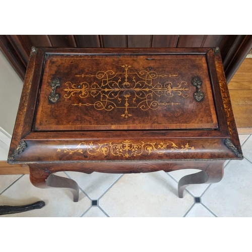 13 - A 19th Century Walnut, veneered and Inlaid Planter with cabriole supports ormolu mounts and with lid... 