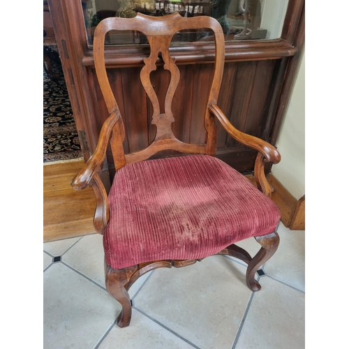 14 - A good 19th Century Walnut Armchair with cabriole supports and stretcher base.
W 66 x SH 44 x BH 93 ... 