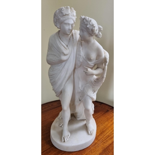 16 - A 19th Century Parian Ware Figure of Lovers.
H 44 cm approx.