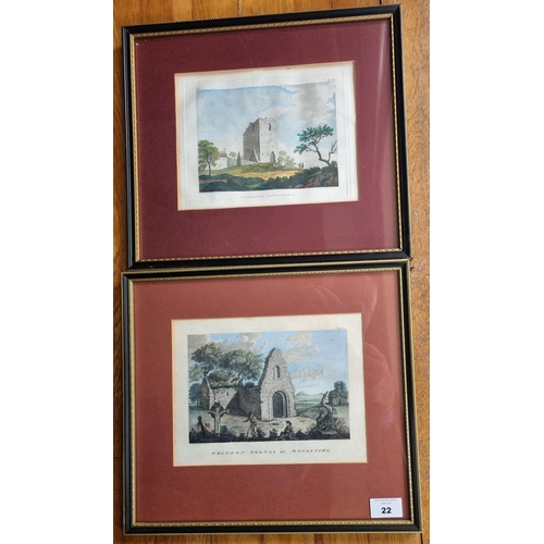 22 - A pair of 19th Century coloured Engravings.
30 x 33 cm approx.