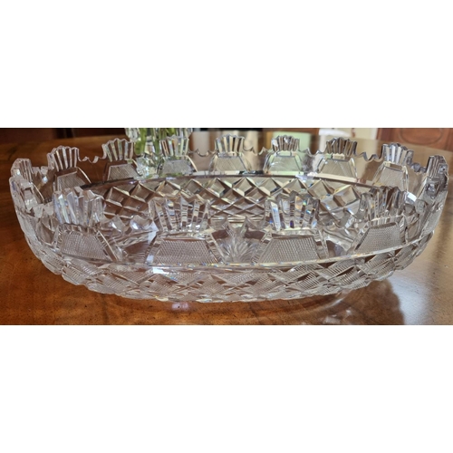 39 - A Magnificent Waterford Crystal oval Centre Dish of large size with pineapple cut effect and with ri... 
