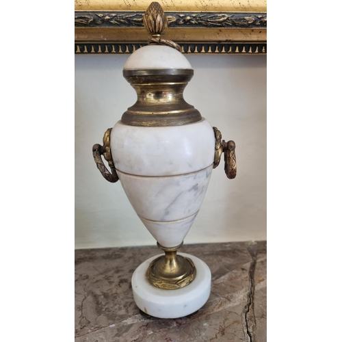 62 - A really good pair of 19th Century Marble and Ormolu mounted Urns. Originally part of a garniture.
H... 