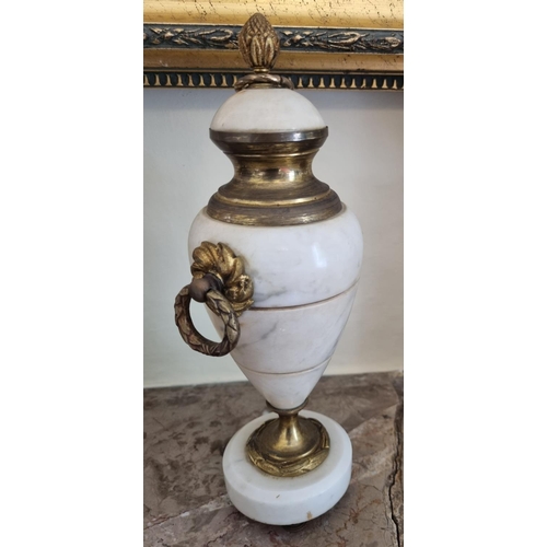 62 - A really good pair of 19th Century Marble and Ormolu mounted Urns. Originally part of a garniture.
H... 