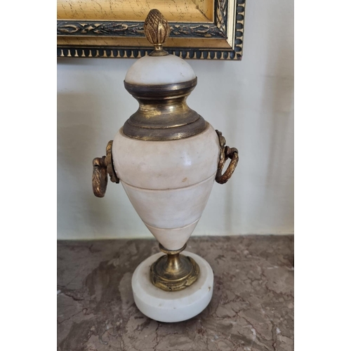 62 - A really good pair of 19th Century Marble and Ormolu mounted Urns. Originally part of a garniture.
H... 