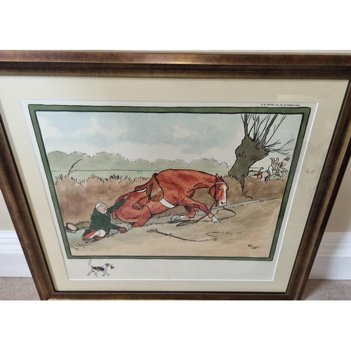 72 - After Cecil Aldin. A really good set of four early Hunting Prints overpainted in Watercolour after E... 