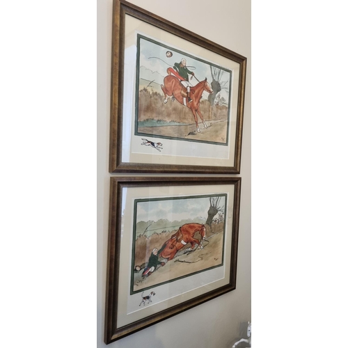 72 - After Cecil Aldin. A really good set of four early Hunting Prints overpainted in Watercolour after E... 