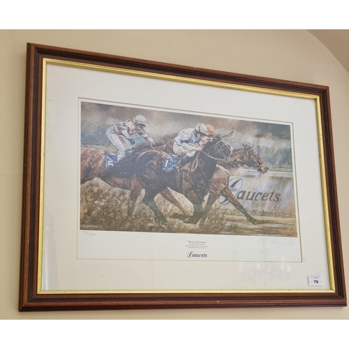 79 - After EM Dent. A limited edition coloured Print of horses in full flight. Signed EM Dent in margin.
... 