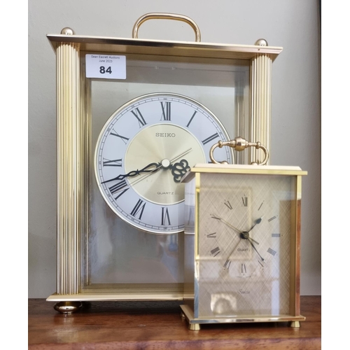 84 - Two Carriage Clocks. Largest being 20 x 8 x H cm approx.