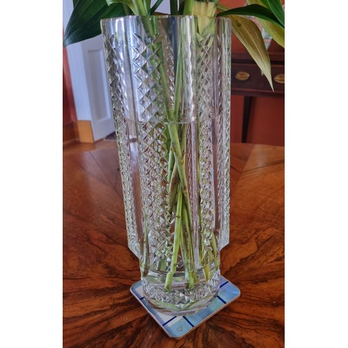 40 - A lovely unusual Waterford Crystal Vase with pineapple cut effect.
D 10 x H 31 cm approx.