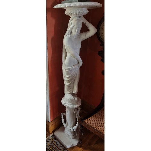 47 - A Fantastic pair of painted 19th Century Urn Stands of large size depicting two maidens on pillars. ... 