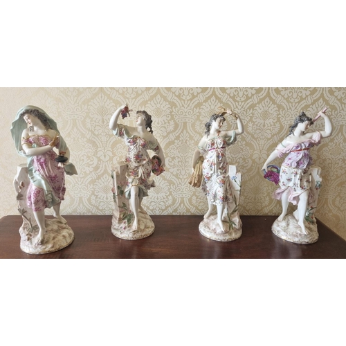 203 - A lovely set of four Meissen hand painted  Figures of 'Spring, Summer, Autumn and Winter'. With blin... 