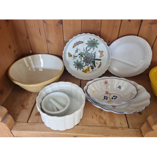 330 - A quantity of Ovenwares along with a Harrods Cheese Board and mixing Bowls.