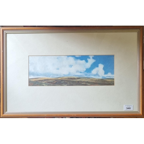 340A - A 20th Century Oil on Paper of a mountainous moorland scene after O'Neill. 12 x 33cm approx.