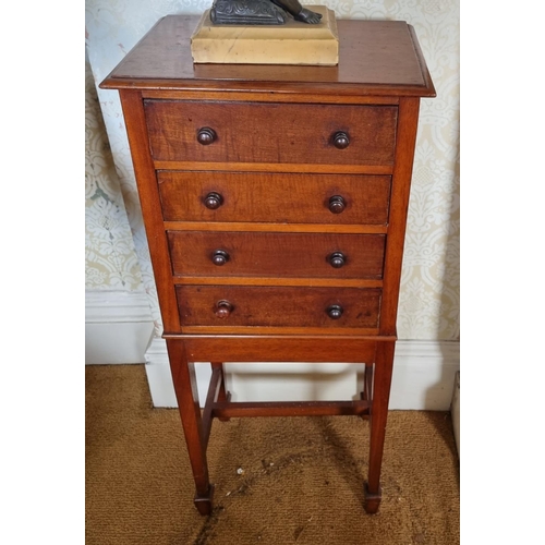 130 - A lovely pair of miniature Collectors Cabinets with four drawer top on square tapered supports and s... 