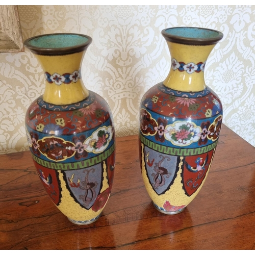 149 - A good pair of 19th Century Cloisonne Vases. (slight damage to one). H 24 cm approx.