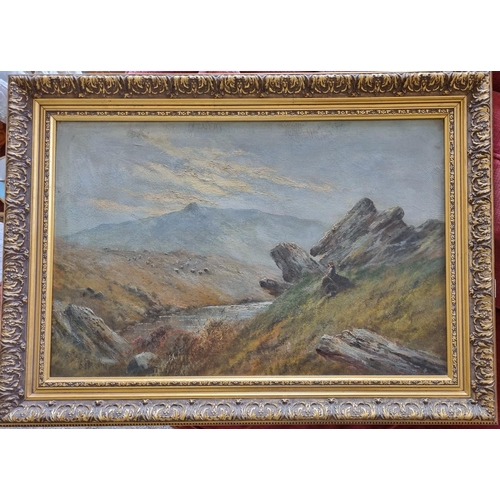 151 - Daniel Sherin. A late 19th early 20th Century Oil on Canvas of a moorland scene, possibly Dartmoor. ... 