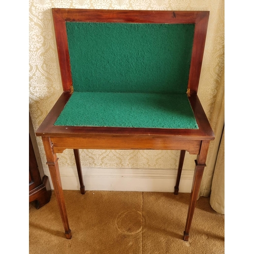 167 - A late 19th Century Mahogany foldover Card Table of neat proportions with inlaid top and square tape... 