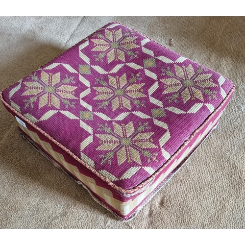 168 - A 19th Century square Stool with tapestry style upholstery. 40 x 40 x H 15 cm approx.