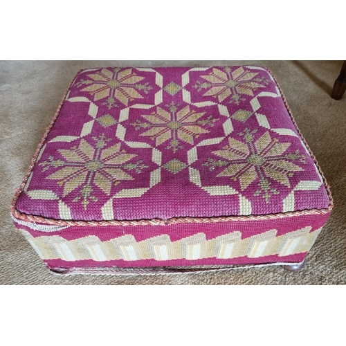 168 - A 19th Century square Stool with tapestry style upholstery. 40 x 40 x H 15 cm approx.