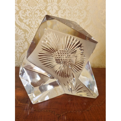 171 - An unusual Waterford Crystal Sculpture of large proportions depicting a sunflower. Etched Havel ( Mi... 