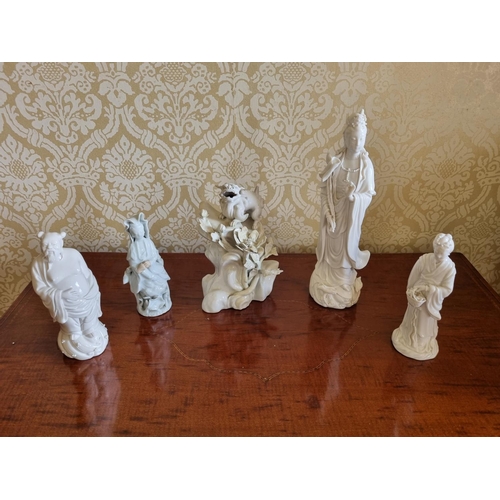 179 - A good quantity of Blanc de Chine Wares depicting Oriental Figures. Tallest being 25 cm approx.