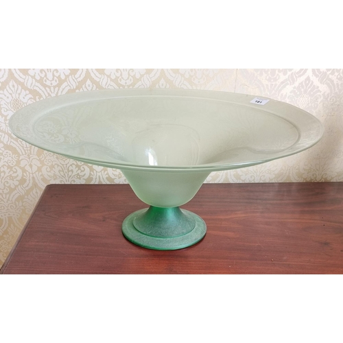 181 - A really good large cloudy Glass Centre Bowl along with a white centre dish.
D 49 x H 21 cm approx.