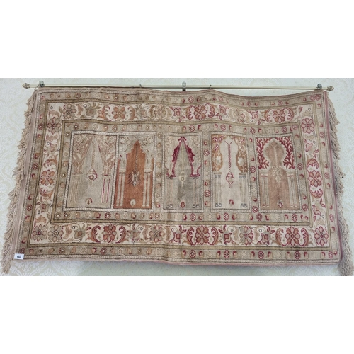 190 - A good wall mounted Tapestry style Rug, with bar and fittings. 80 x 136 cm approx.