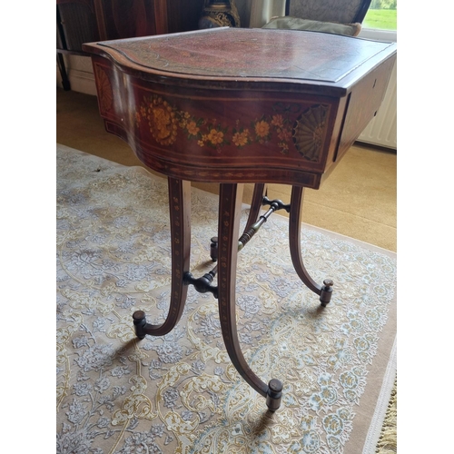 191 - A Superb 19th Century Mahogany Work Table by Edwards and Roberts. With profusely hand painted top th... 