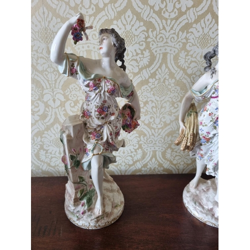 203 - A lovely set of four Meissen hand painted  Figures of 'Spring, Summer, Autumn and Winter'. With blin... 