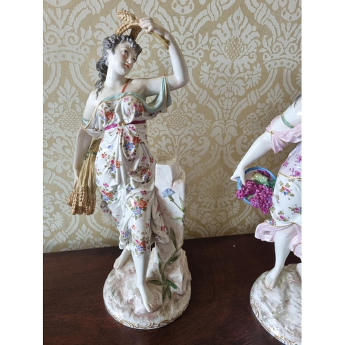 203 - A lovely set of four Meissen hand painted  Figures of 'Spring, Summer, Autumn and Winter'. With blin... 