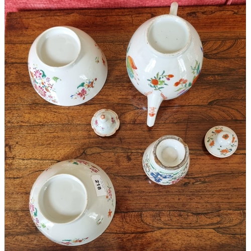 218 - A group of Oriental Items to include two bowls(D 14 x H 6.5 approx.), a hand painted teapot and a mi... 