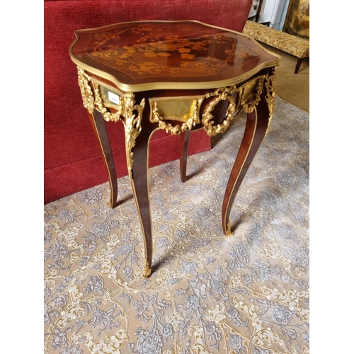 224 - A Fantastic 20th Century Kingwood and Inlaid Side Table with splayed legs highly ormolu frieze and i... 