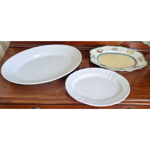 234 - Two white ground Soup Tureens with lids along with meat platter and two other plates.