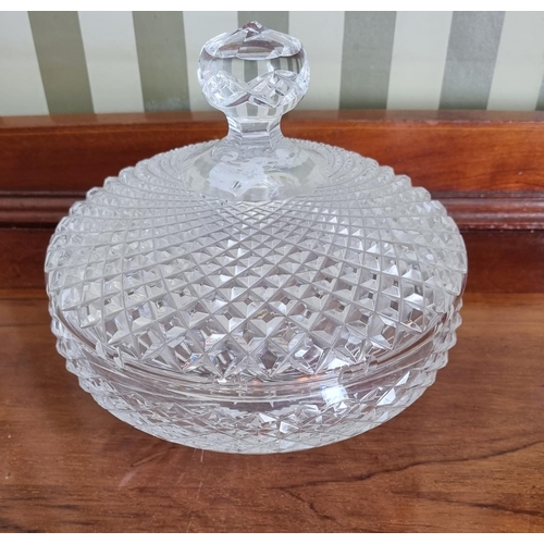 244 - A good Waterford Crystal Centre Dish with lid with the pineapple effect cut. D 20 x H 18 cm approx.